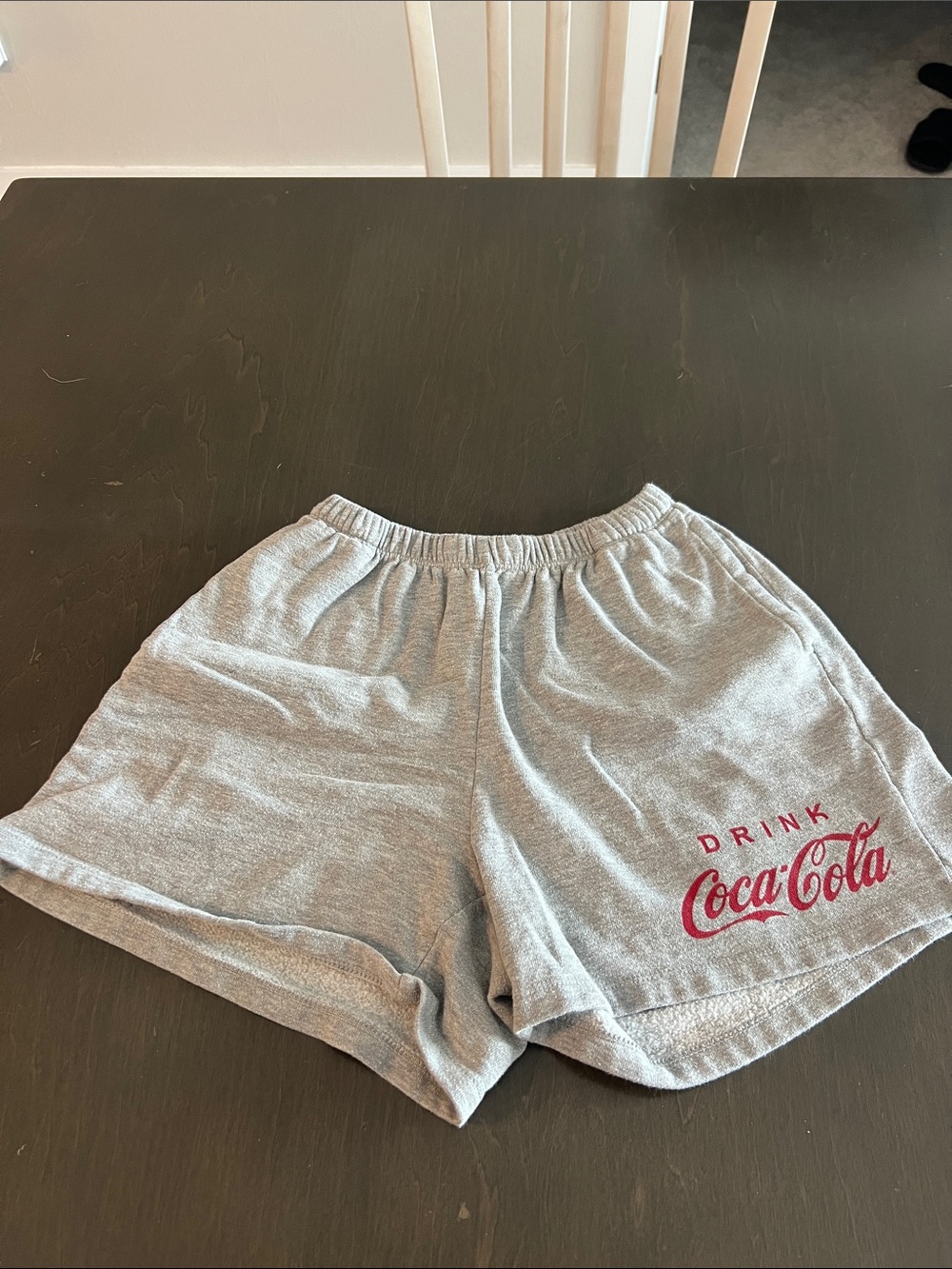 Coca Cola Light Gray Athletic Logo Shorts with Red Script